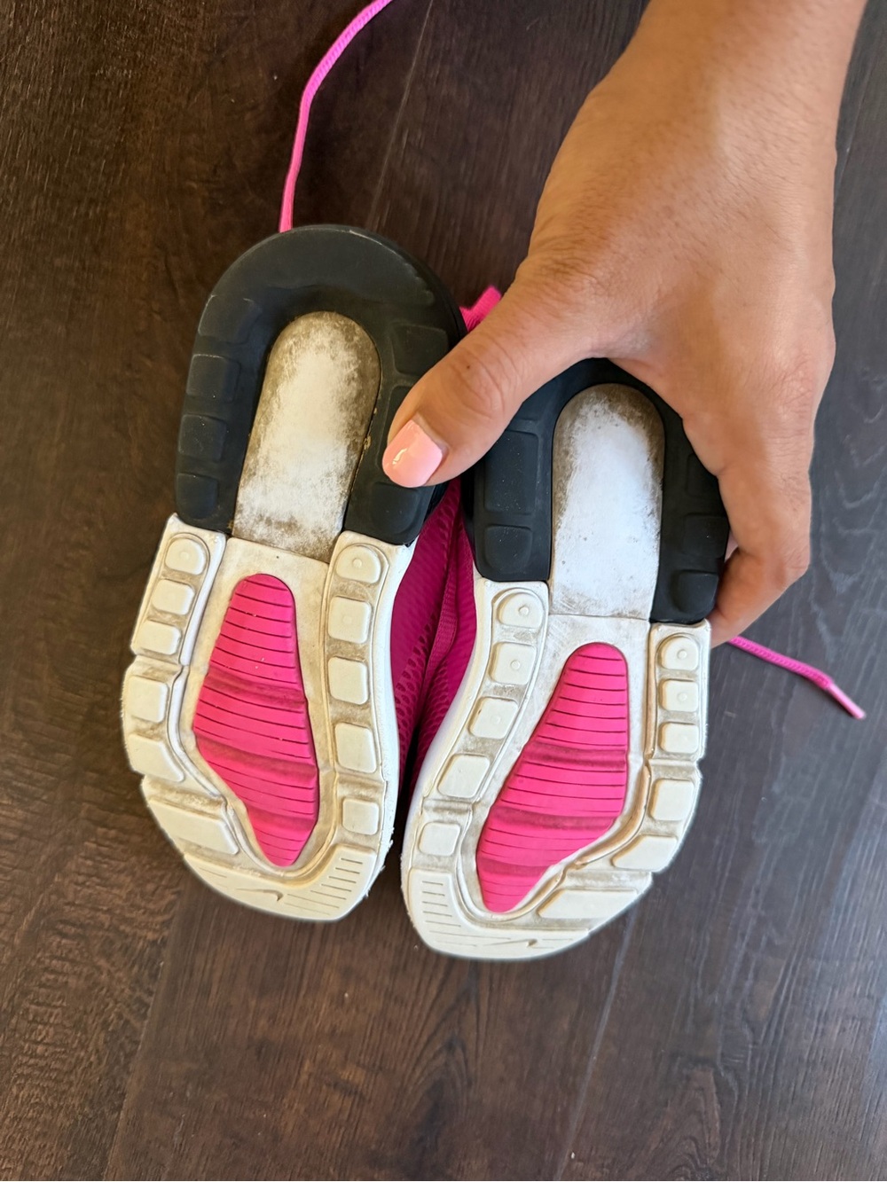 Nike Kids Hot Pink Mesh Air-Style Sneakers with Black Heel - Picture 5 of 5